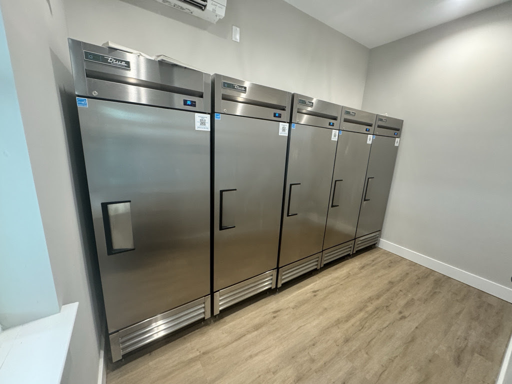 Refrigerated locker bank installed alongside Luxer One® package lockers for grocery and meal-kit delivery